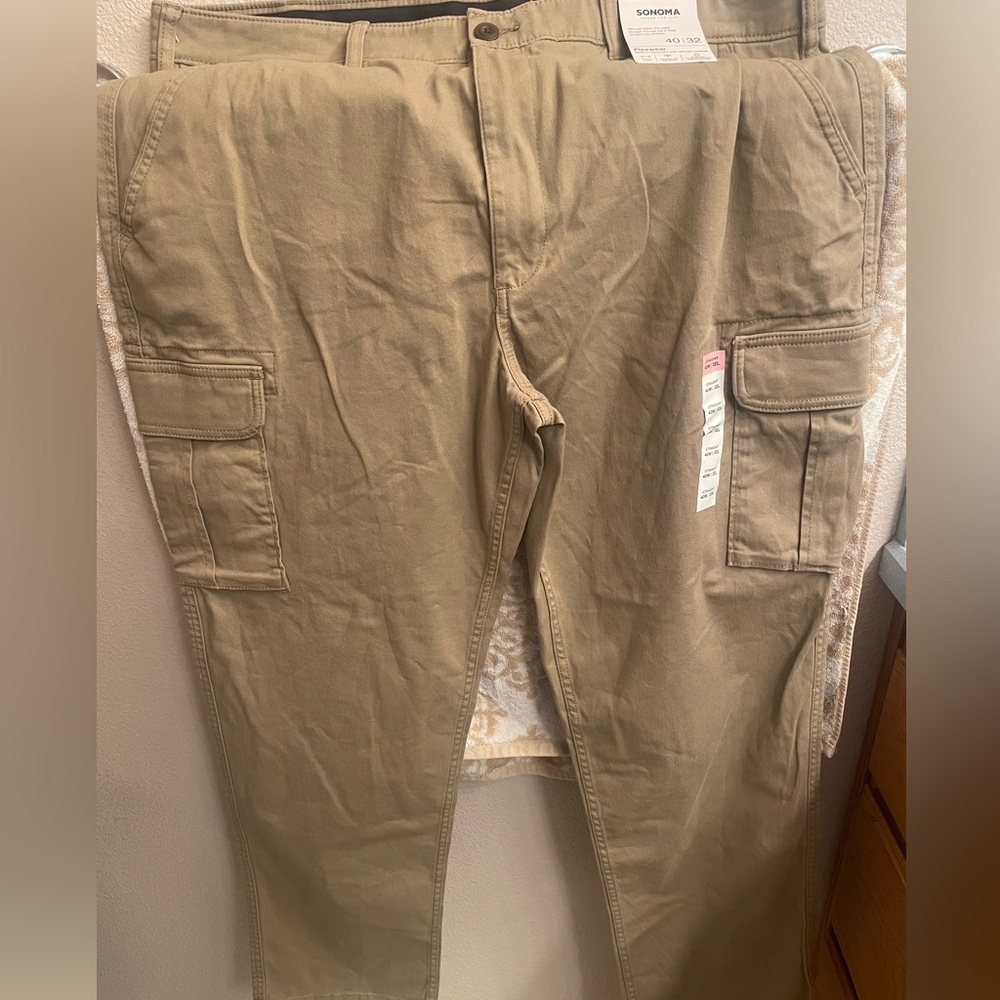 Men’s Sonoma Khaki Cargo Pants ✨ NWT ✨ Flexware Straight Leg ✨Size 40x32